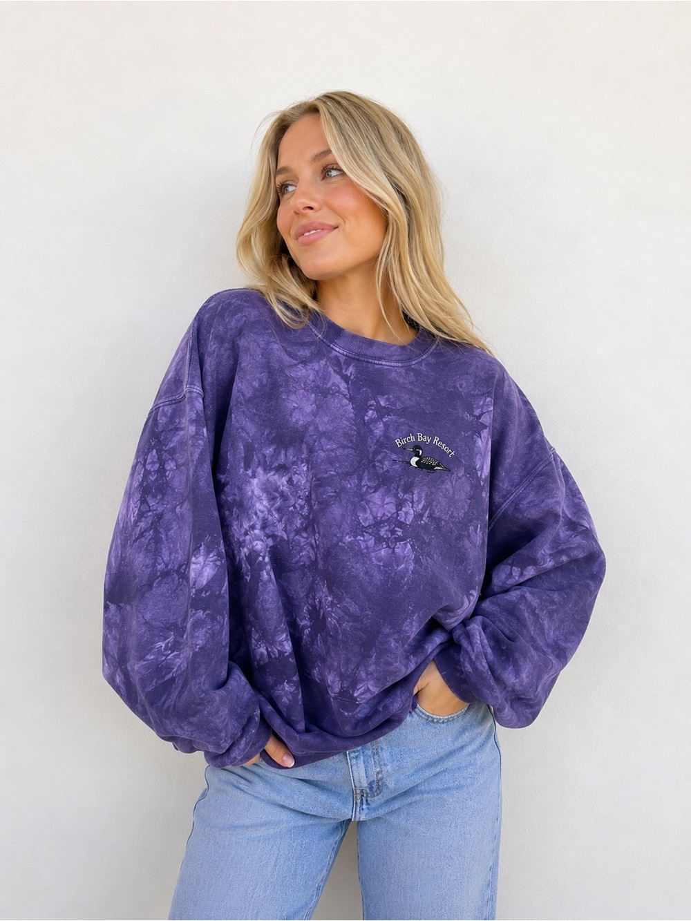 Vintage 90s Purple Tie Dye Sweatshirt Oversized Size Small Loon Grunge Loose